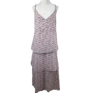 Banana Republic Floral Tiered Maxi Dress Womens XL Boho Cami Cotton Lined Flowy